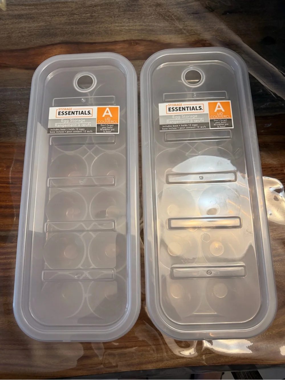 Essentials Clear Plastic Egg Holder Set holds 24 eggs with lids.